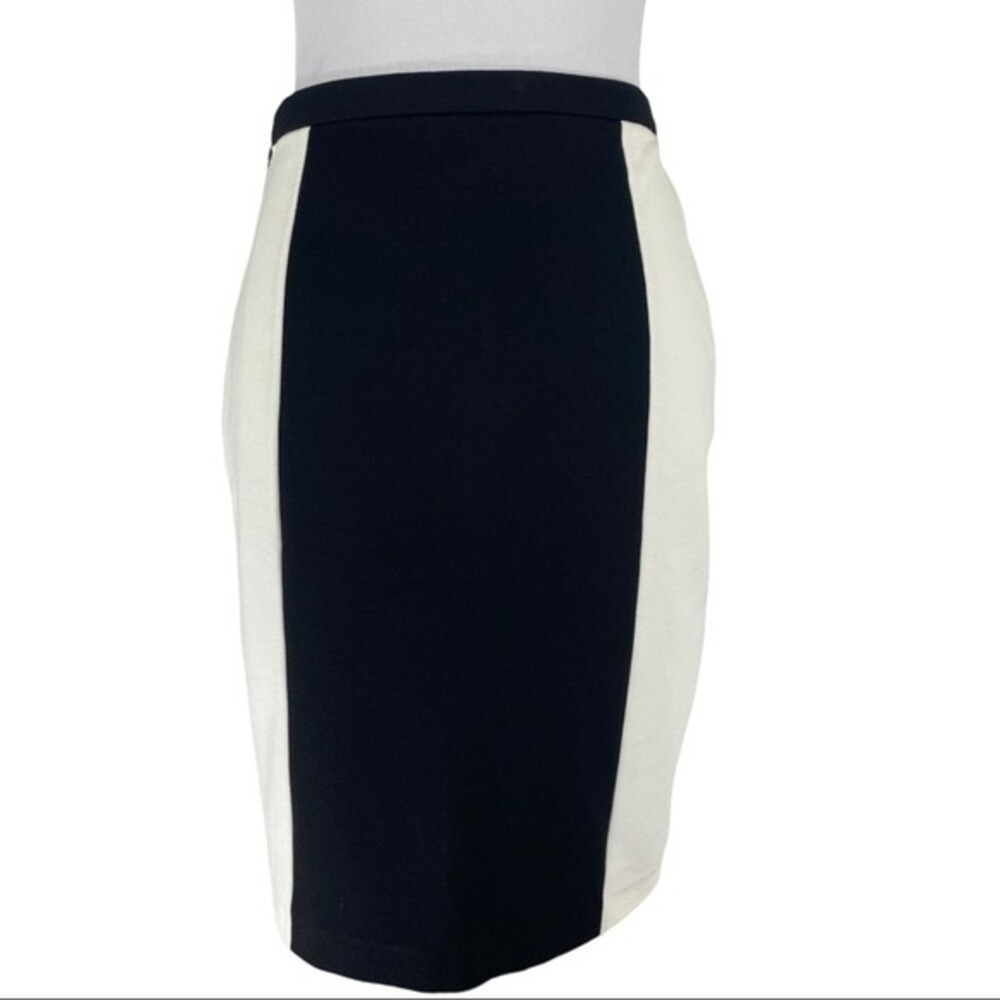 Thalian Womens Black White Colorblock Pencil Skirt Side Zip Ponte‎ Knit Size 4